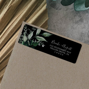 Emerald Greenery   Black Return Address Label