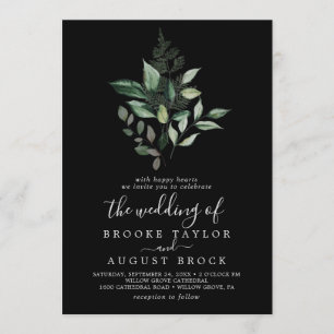 Emerald Greenery Black The Wedding Of Invitation