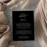 Emerald Greenery | Black Wedding Details Enclosure Card<br><div class="desc">This emerald greenery black wedding details enclosure card is perfect for a boho wedding. The elegant yet rustic design features moody dark green watercolor leaves and eucalyptus with a modern bohemian woodland feel.</div>