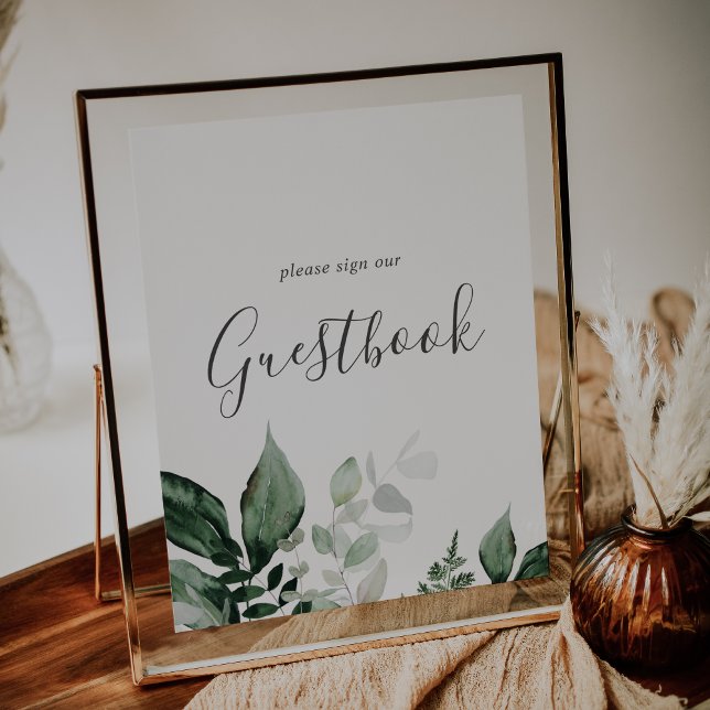 Emerald Greenery Botanical Wedding Guestbook Sign (Emerald Greenery Botanical Wedding Guestbook Sign)