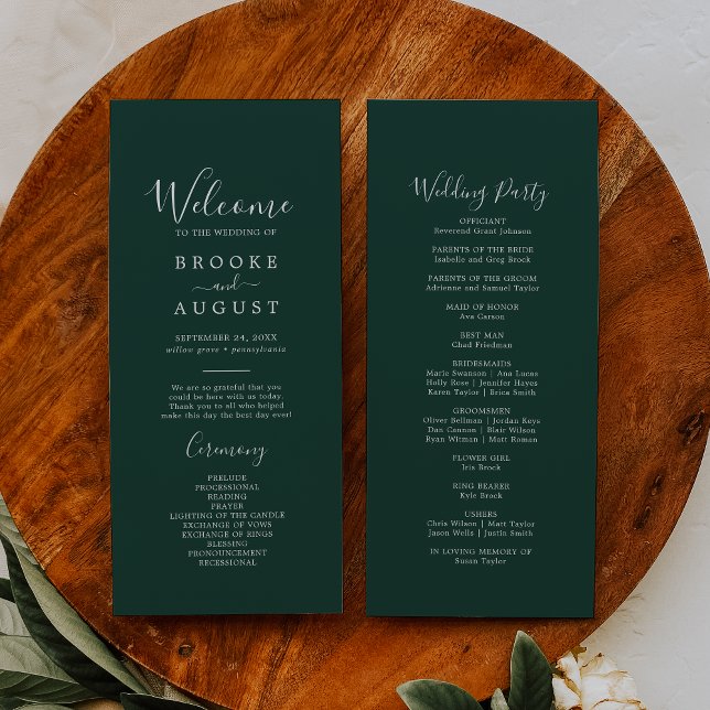 Emerald Greenery Coordinate Wedding Program Programme (Creator Uploaded)