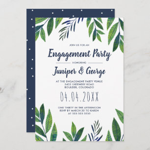 Emerald Greenery Engagement Party Invitation