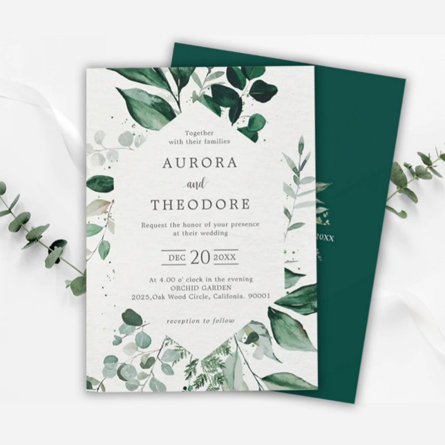 Emerald Greenery Eucalyptus Botanical Wedding Invitation (Creator Uploaded)