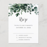 Emerald Greenery Eucalyptus Botanical Wedding RSVP
