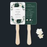 Emerald Greenery Eucalyptus Floral Wedding Program Hand Fan<br><div class="desc">Elegant Emerald green greenery & ivory white floral botanical wedding program featuring white roses and elegant green watercolor eucalyptus leaves . Please contact me for any help in customisation or if you need any other product with this design.</div>