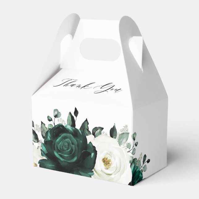 Emerald Greenery Eucalyptus White Bridal Shower Favour Box (Front Side)