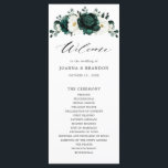 Emerald Greenery Eucalyptus White Floral Wedding Programme<br><div class="desc">Elegant Emerald green greenery & ivory white floral botanical wedding program card featuring white roses and elegant green watercolor eucalyptus leaves . Please contact me for any help in customisation or if you need any other product with this design.</div>