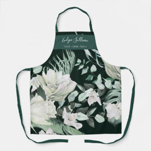 Emerald Greenery Floral Beauty Professional Apron