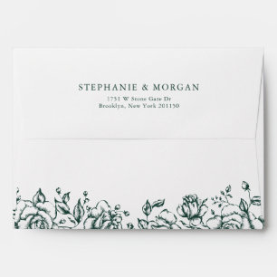 Emerald Greenery Floral Vintage Botanical Wedding Envelope