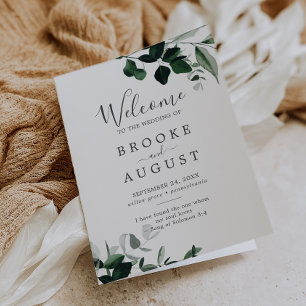 Emerald Greenery Folded Wedding Programme