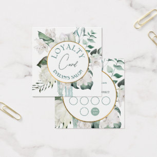 Emerald greenery gold circle loyalty card