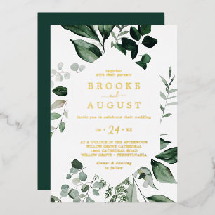 Emerald Greenery   Gold Foil All In One Wedding