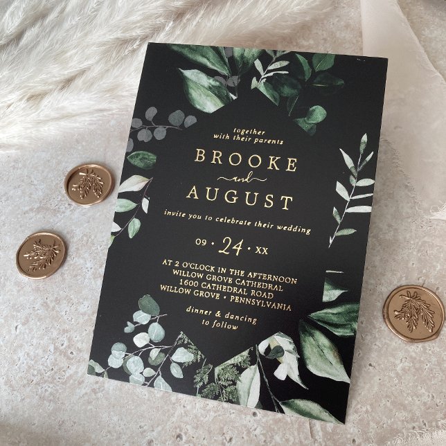 Emerald Greenery | Gold Foil Black Casual Wedding (Creator Uploaded)