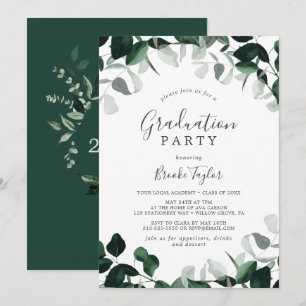 Emerald Greenery Graduation Party Invitation