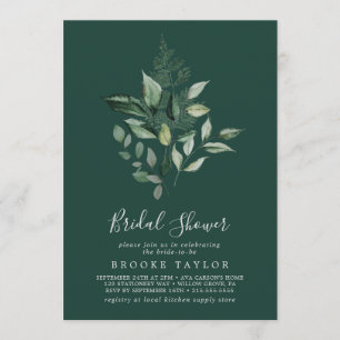 Emerald Greenery Green Bridal Shower Invitation