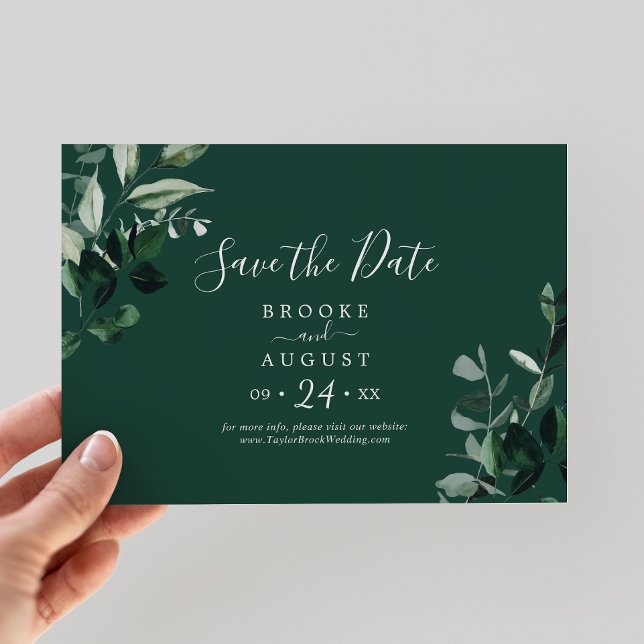 Emerald Greenery | Green Horizontal Save The Date (Creator Uploaded)