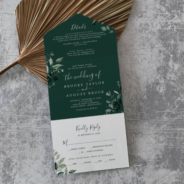 Emerald Greenery | Green Photo Wedding All In One Invitation (Creator Uploaded)