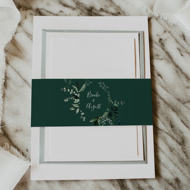 Emerald Greenery | Green Wedding Invitation Belly Band (Creator Uploaded)