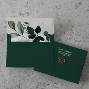 Emerald Greenery   Green Wedding Invitation Envelope