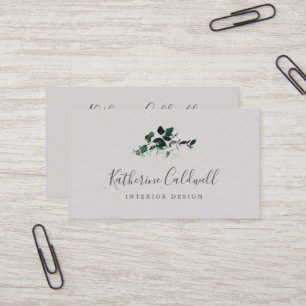 Emerald Greenery Grey Business Card