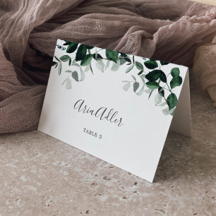 Emerald Greenery Guest Name Wedding Place Card