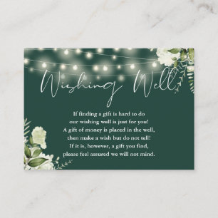 Emerald Greenery Lights Wishing Well Wedding Enclosure Card