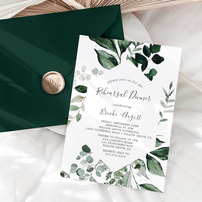 Emerald Greenery Rehearsal Dinner Invitation (Creator Uploaded)