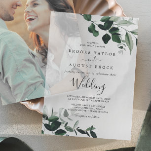 Emerald Greenery Rustic Modern Boho Moody Wedding Vellum Invitations