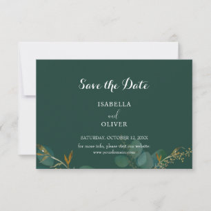 Emerald Greenery Save the Date   Horizontal Card