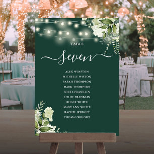 Emerald Greenery Seating Plan Table Number