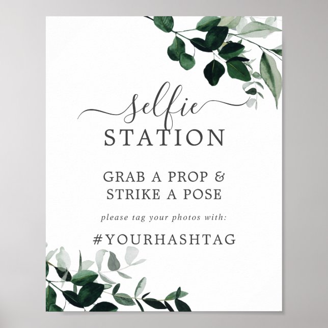 Emerald Greenery Selfie Station Wedding Sign (Front)