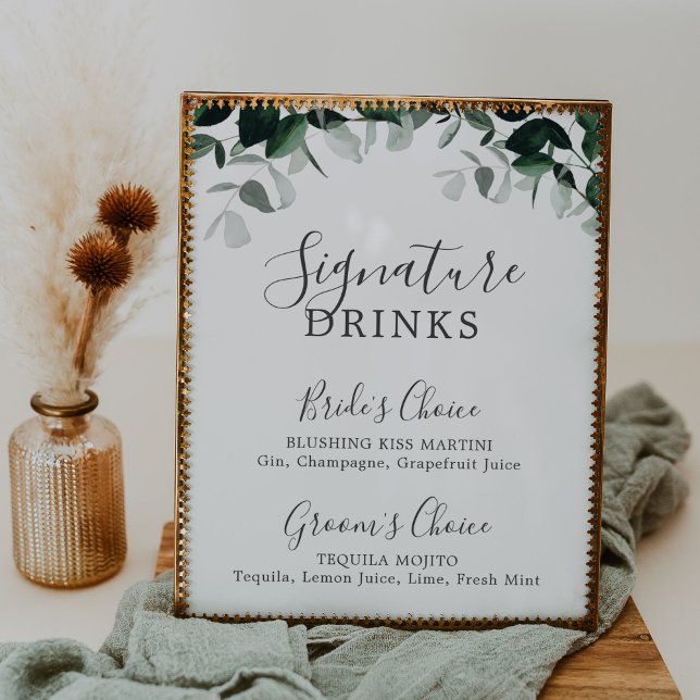Emerald Greenery Signature Drinks Sign (Creator Uploaded)