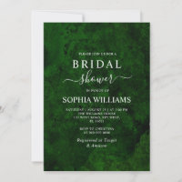 Emerald Greenery & Silver Bridal Shower Invitation