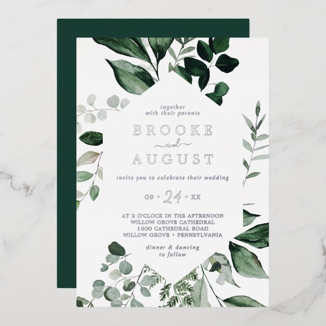 Emerald Greenery | Silver Foil All In One Wedding (Front/Back)