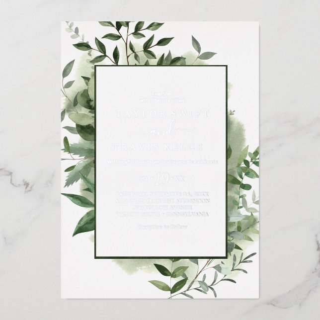 Emerald Greenery | Silver Foil All-In-One Wedding  (Front)