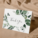 Emerald Greenery Thank You Card<br><div class="desc">This emerald greenery thank you card is perfect for a boho wedding. The elegant yet rustic design features moody dark green watercolor leaves and eucalyptus with a modern bohemian woodland feel. Personalize the inside of the card with your names, and a thank you message. Alternatively, leave the thank you message...</div>