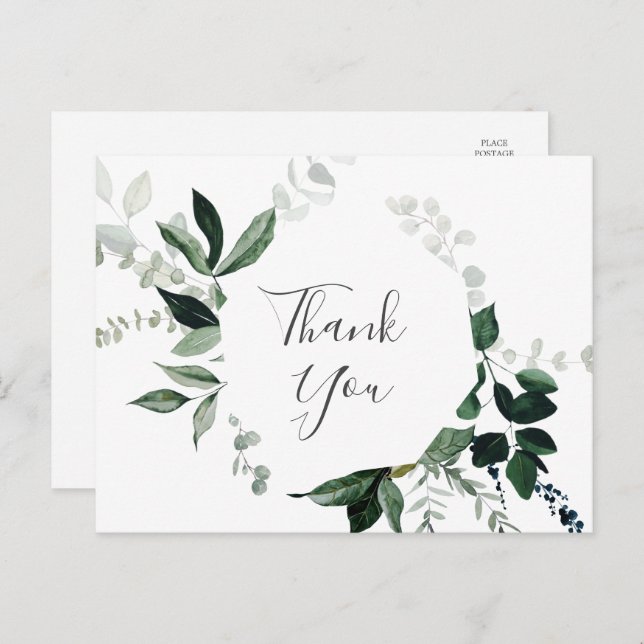 Emerald Greenery Thank You Postcard (Front/Back)