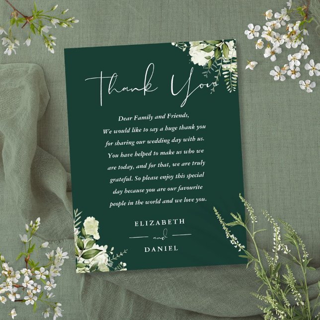 Emerald Greenery Thank You Wedding Place Card (Emerald Greenery Thank You Wedding Place Card)