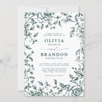 Emerald Greenery Vintage Botanical Simple Wedding