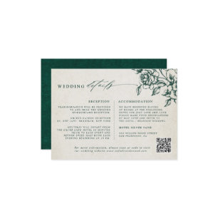 Emerald Greenery Vintage Botanical Wedding Details Enclosure Card