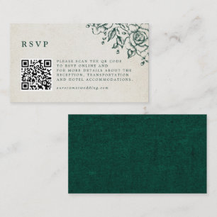 Emerald Greenery Vintage Botanical Wedding Website Enclosure Card