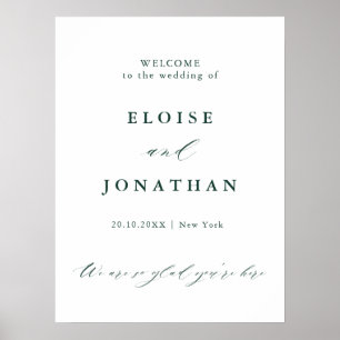 Emerald Greenery Vintage Botanical Wedding Welcome Poster