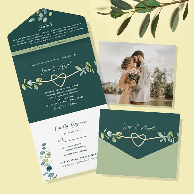 Emerald Greenery Wedding All In One Invitation (Creator Uploaded)