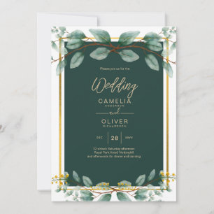 Emerald Greenery Wedding Botanical Nature Invites