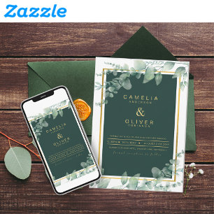 Emerald Greenery Wedding Botanical Nature Invites