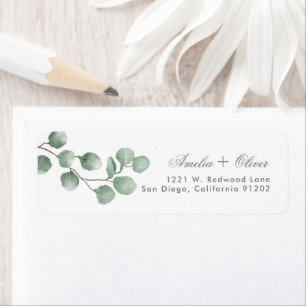 Emerald Greenery wedding couple Return Addres