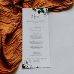 Emerald Greenery Wedding Dinner Menu<br><div class="desc">This emerald greenery wedding dinner menu card is perfect for a boho wedding. The elegant yet rustic design features moody dark green watercolor leaves and eucalyptus with a modern bohemian woodland feel. This menu can be used for a wedding reception,  rehearsal dinner,  or any event.</div>