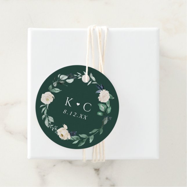 Emerald Greenery Wedding Elegant Favour Tags (In Situ)