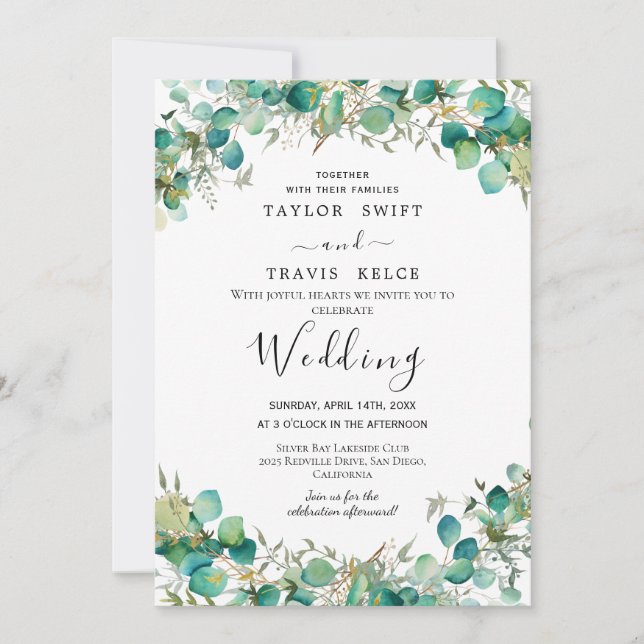 Emerald Greenery Wedding Invitation (Front)