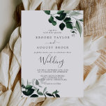 Emerald Greenery Wedding Invitation<br><div class="desc">This emerald greenery wedding invitation card is perfect for a boho wedding. The elegant yet rustic design features moody dark green watercolor leaves and eucalyptus with a modern bohemian woodland feel.</div>
